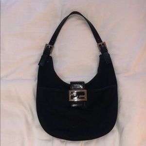 Black and silver hardware fender shoulder bag